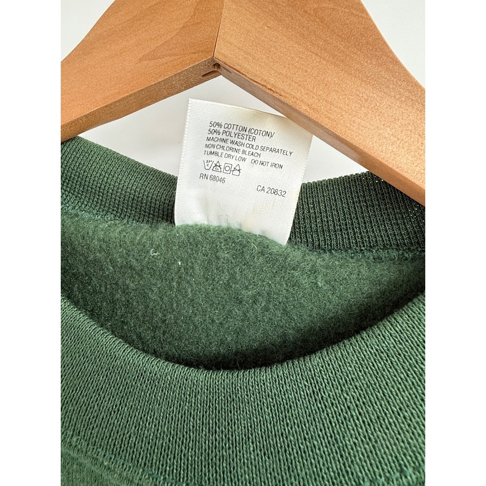 Vintage 90s Tultex Deer Graphic Crewneck Sweatshirt Large USA Green Buck Nature - Picture 6 of 8